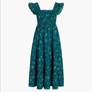 Hill House The Ellie Nap Smocked Ruffle Flutter Sleeve Dress Floral XS
